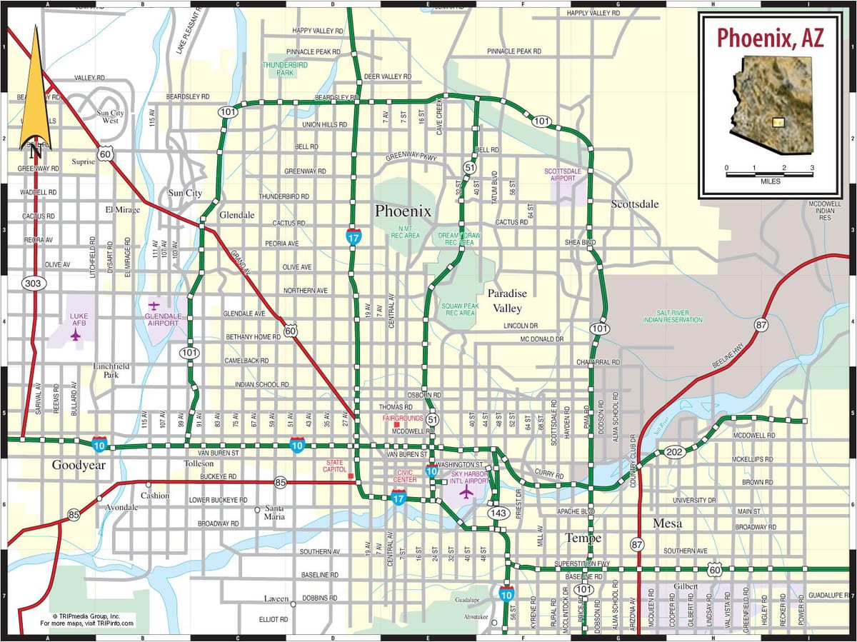 Harita üzerinde Phoenix az