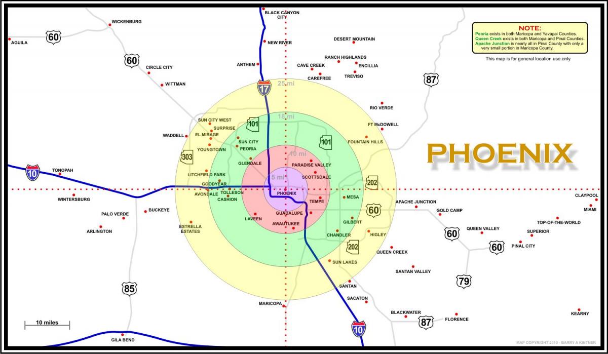 Phoenix bölgesindeki haritası