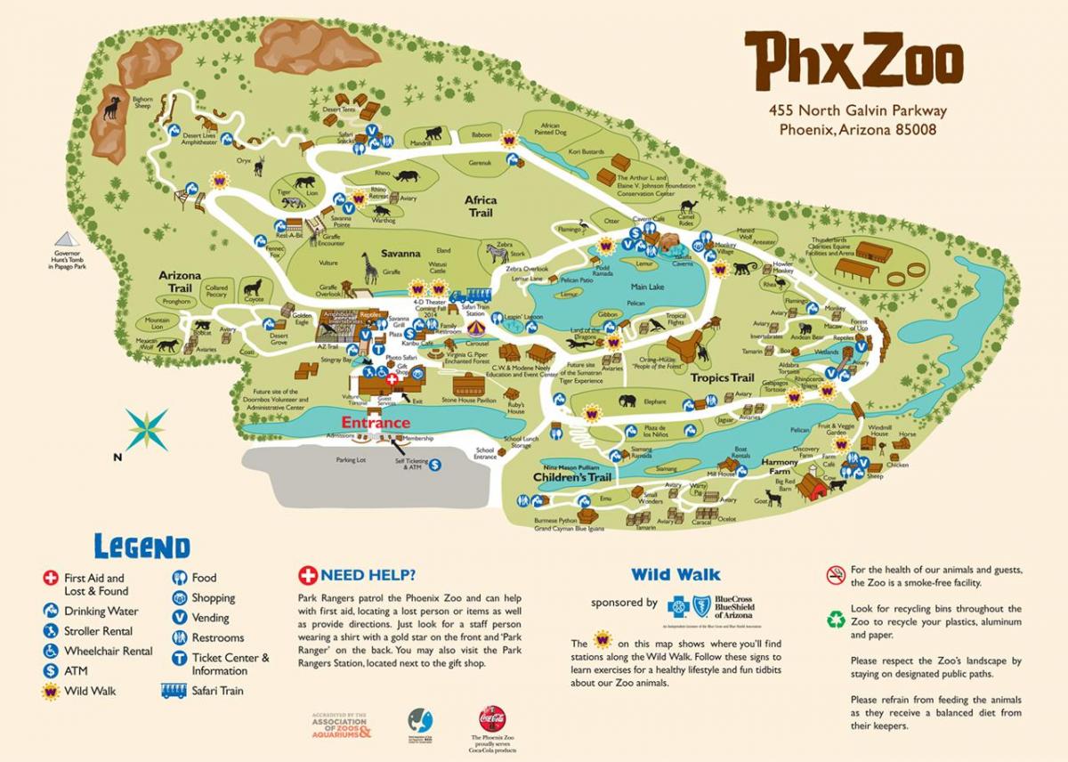 Phoenix Hayvanat Bahçesi haritası
