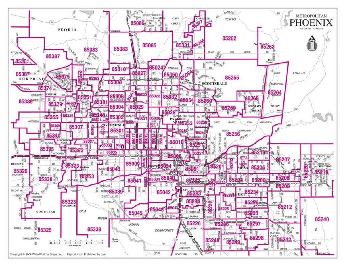 Phoenix şehir kodu Haritayı zip