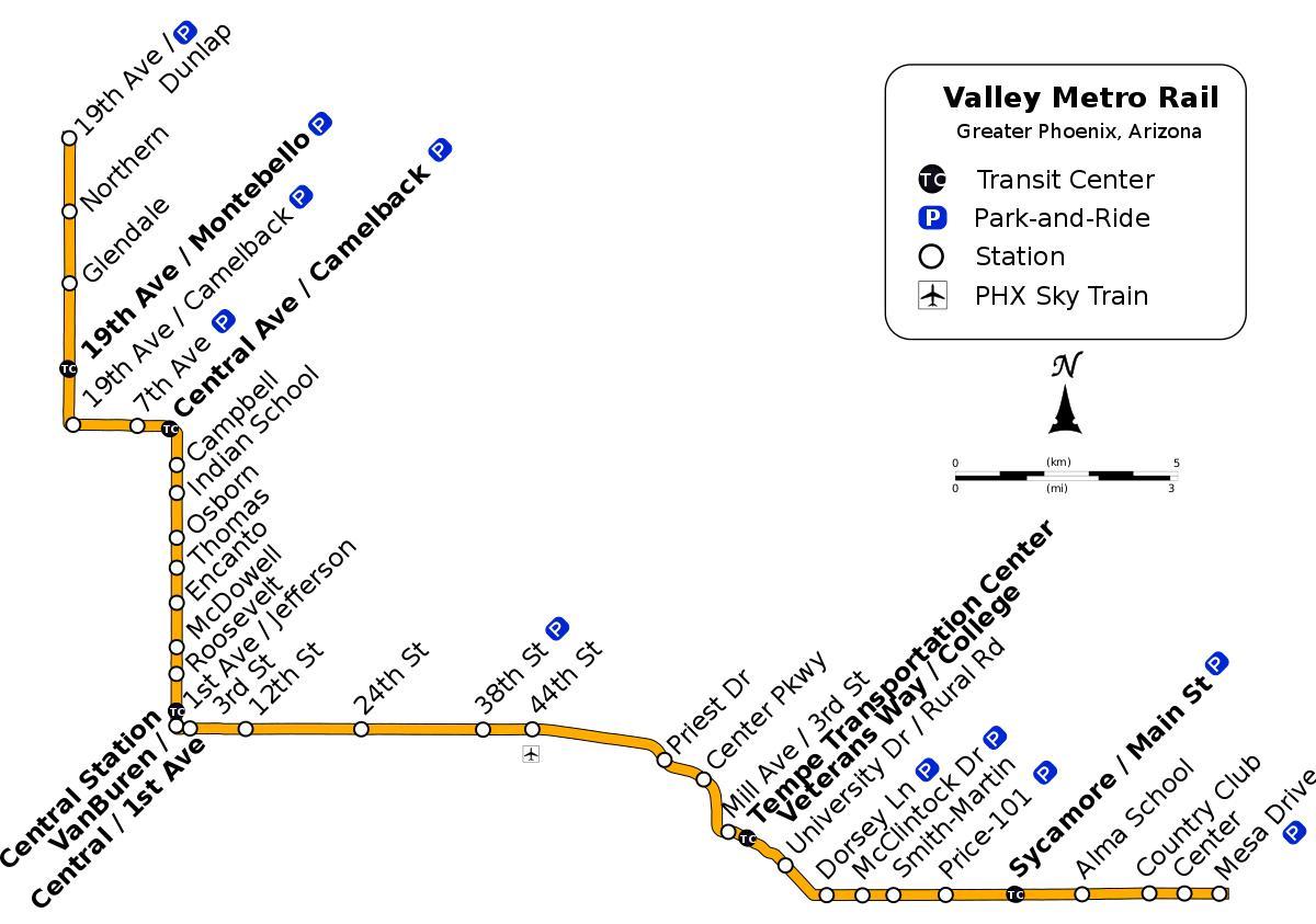 Valley metro güzergah haritası